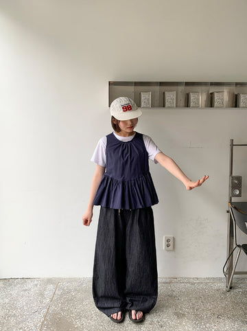 Harmons Track Raw Denim Banding Wide Pants